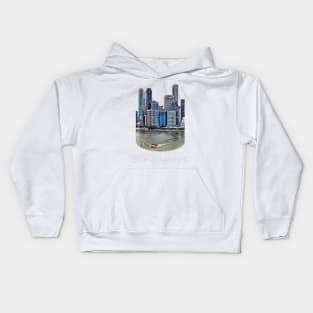 Amphibious Vehicle in front of Singapore Skyline Kids Hoodie